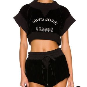 MIUMIU - Logo Embroidered Velvet Set